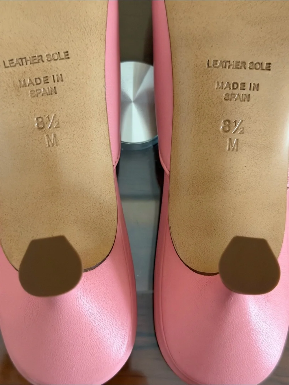Inez Luna Rose Pink Square Toe Mules with kitten heels in size 8.5